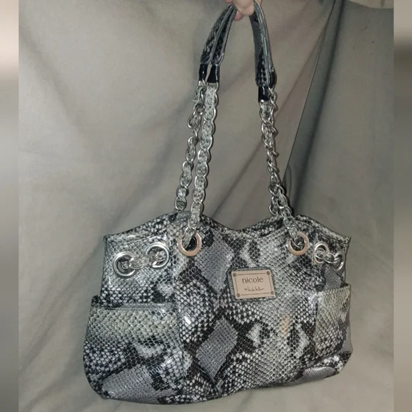 NICOLE BY NICOLE MILLER SNAKESKIN EMBOSSED BAG - Picture 2 of 16